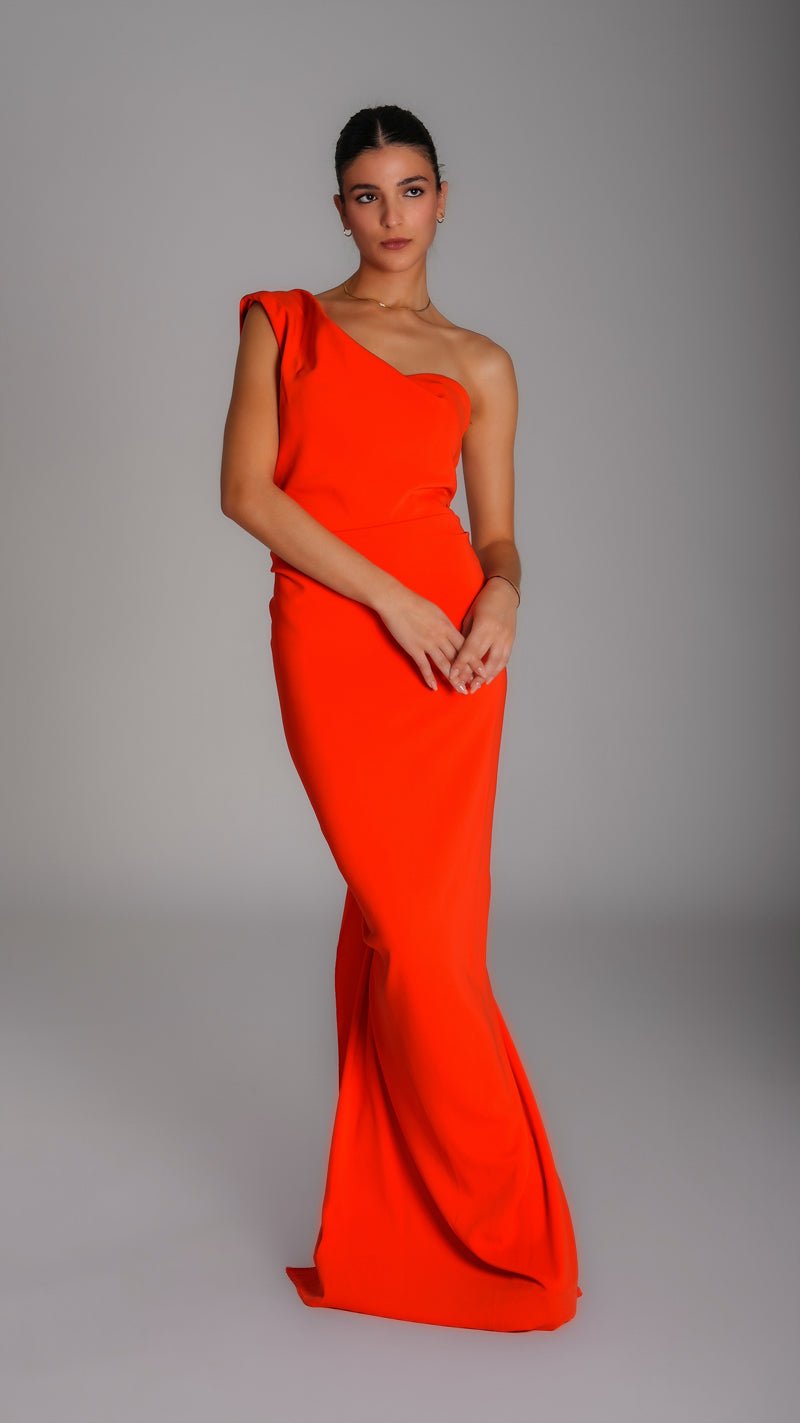 One shoulder ruffle back dress - WaedLine