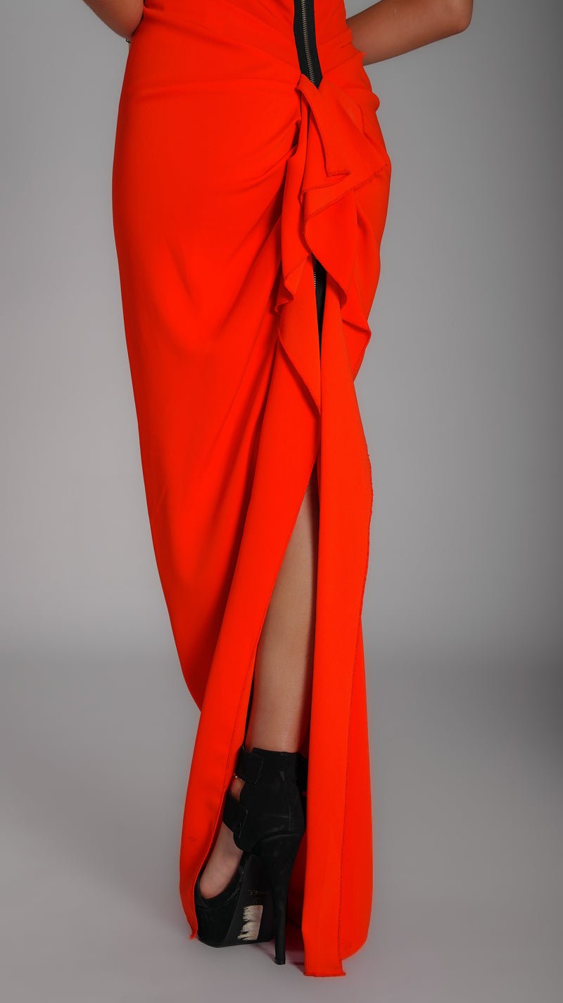 One shoulder ruffle back dress - WaedLine