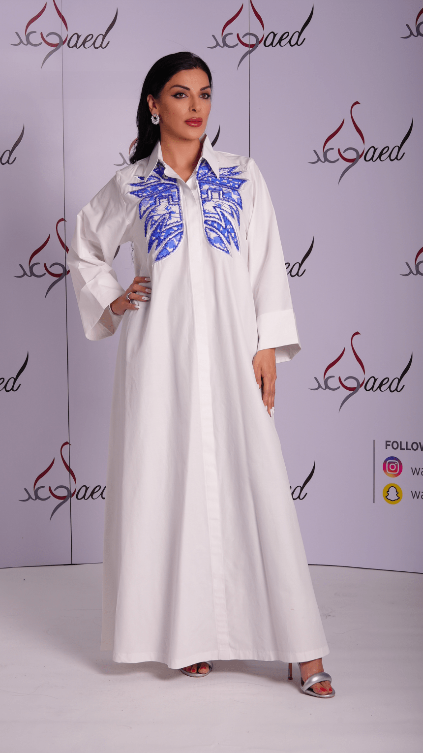 Pure Petal White Jalabiya - Leaf Embroidery - WaedLine