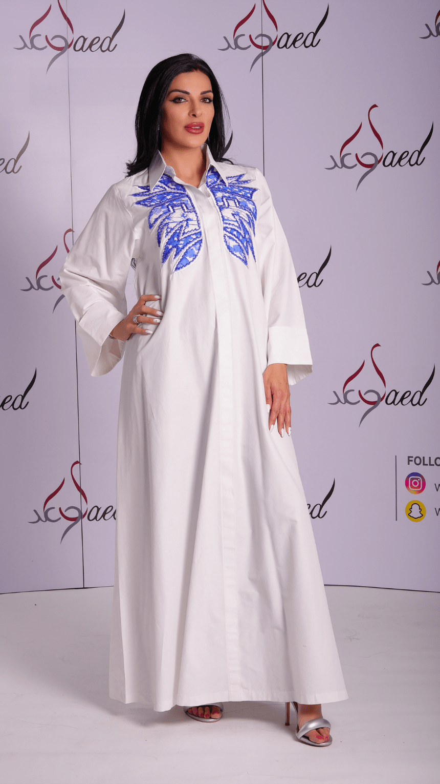 Pure Petal White Jalabiya - Leaf Embroidery - WaedLine