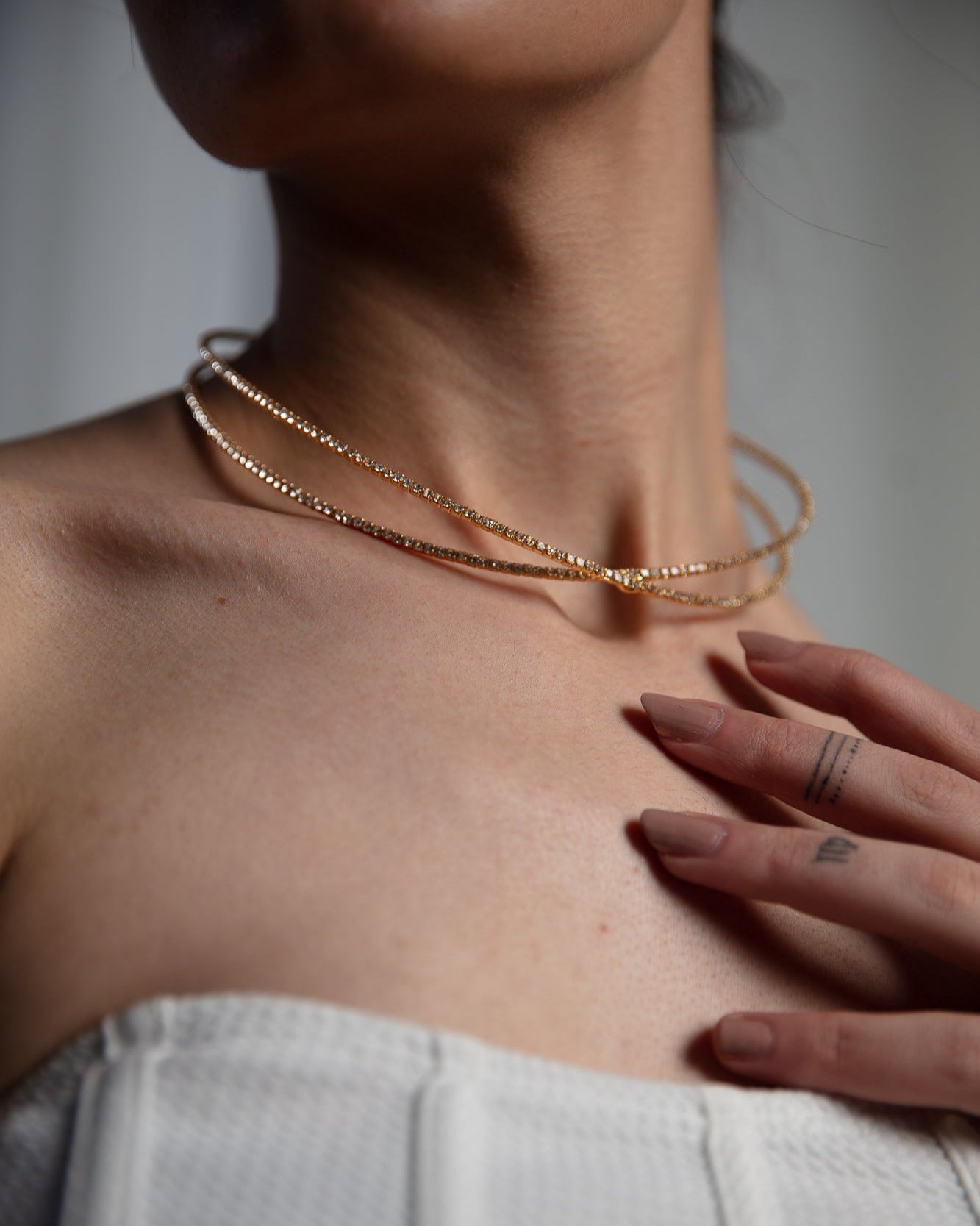 Rhinestone Choker Necklace - WaedLine