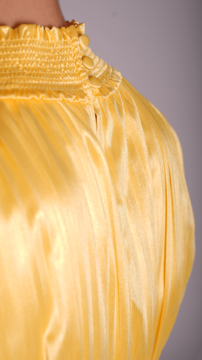 Shiny Classic Flair Pleated Halter - Neck Dress - WaedLine