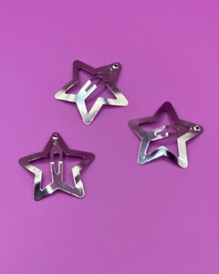 Silver Star Hair Clips - 10 Clips Set - WaedLine