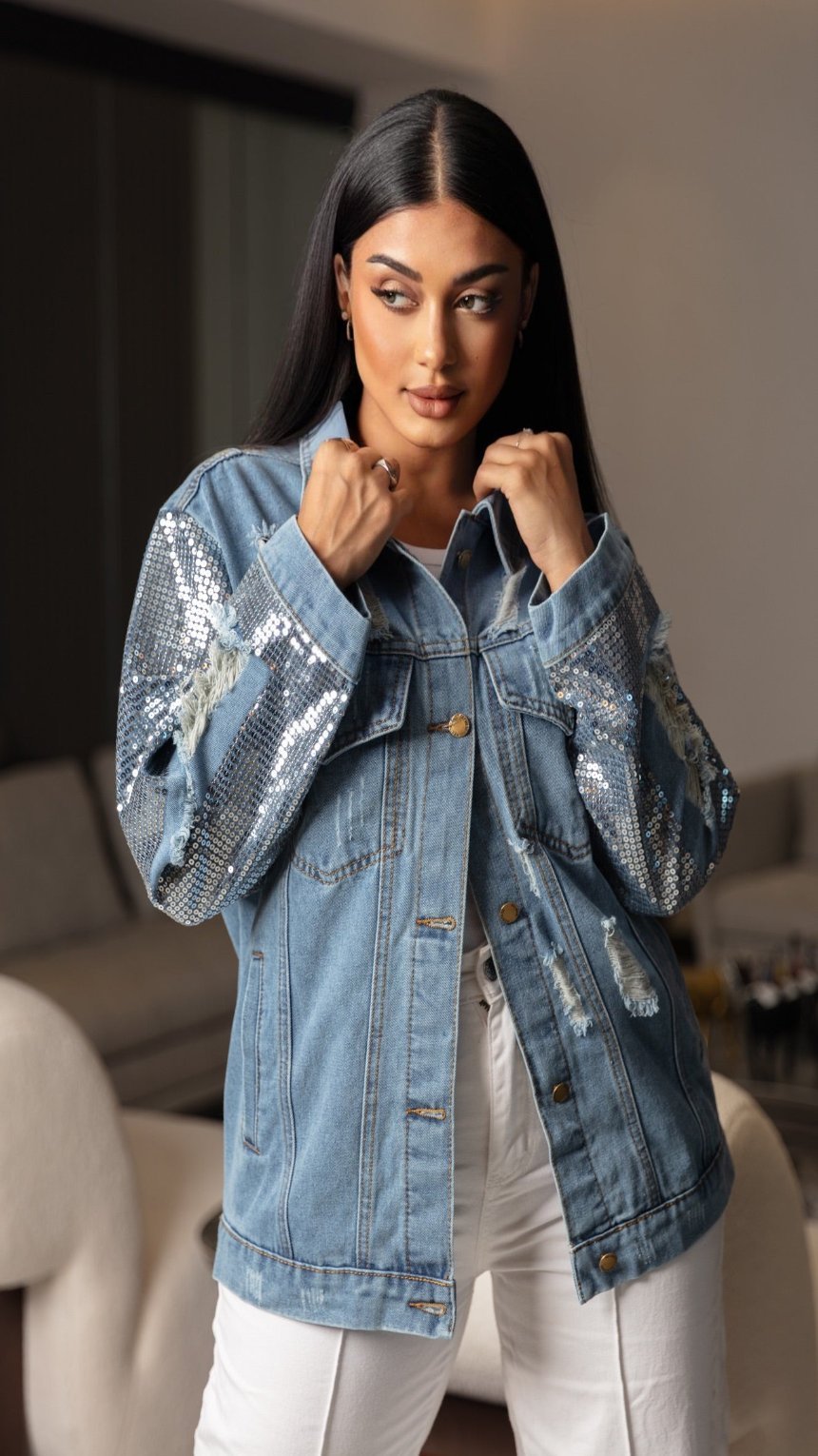 Spark Stardust Sleeve Jeans Jacket - WaedLine