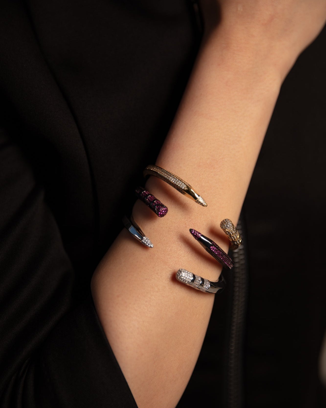 Sparkling Diamond Pencil Cuff Bracelet - WaedLine