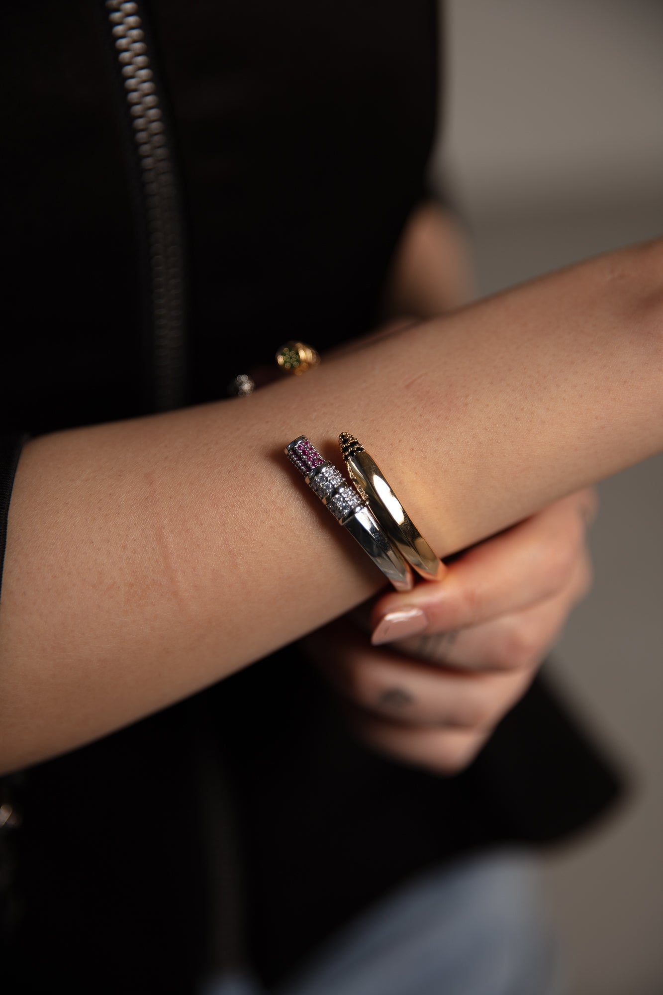Sparkling Diamond Pencil Cuff Bracelet - WaedLine