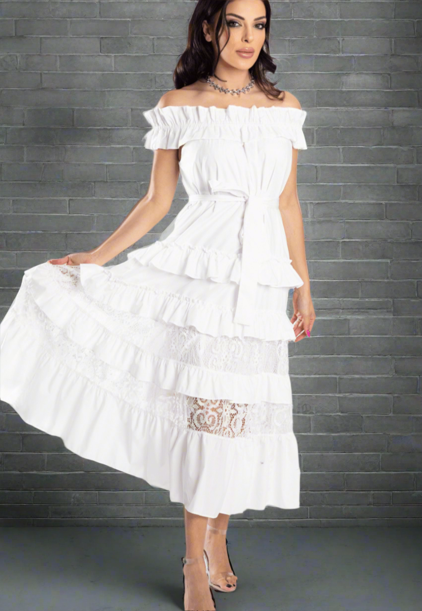 Summer Belted Cascade Dress - WaedLine