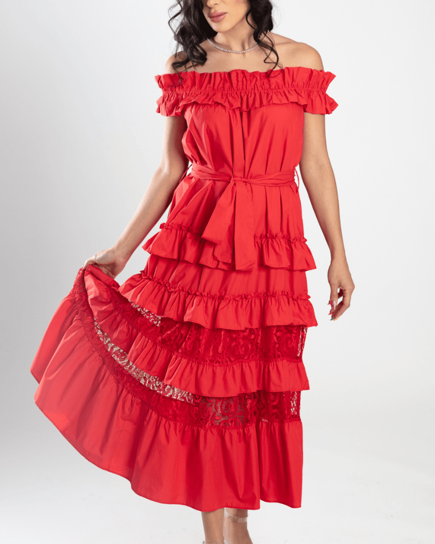 Summer Belted Cascade Dress - WaedLine