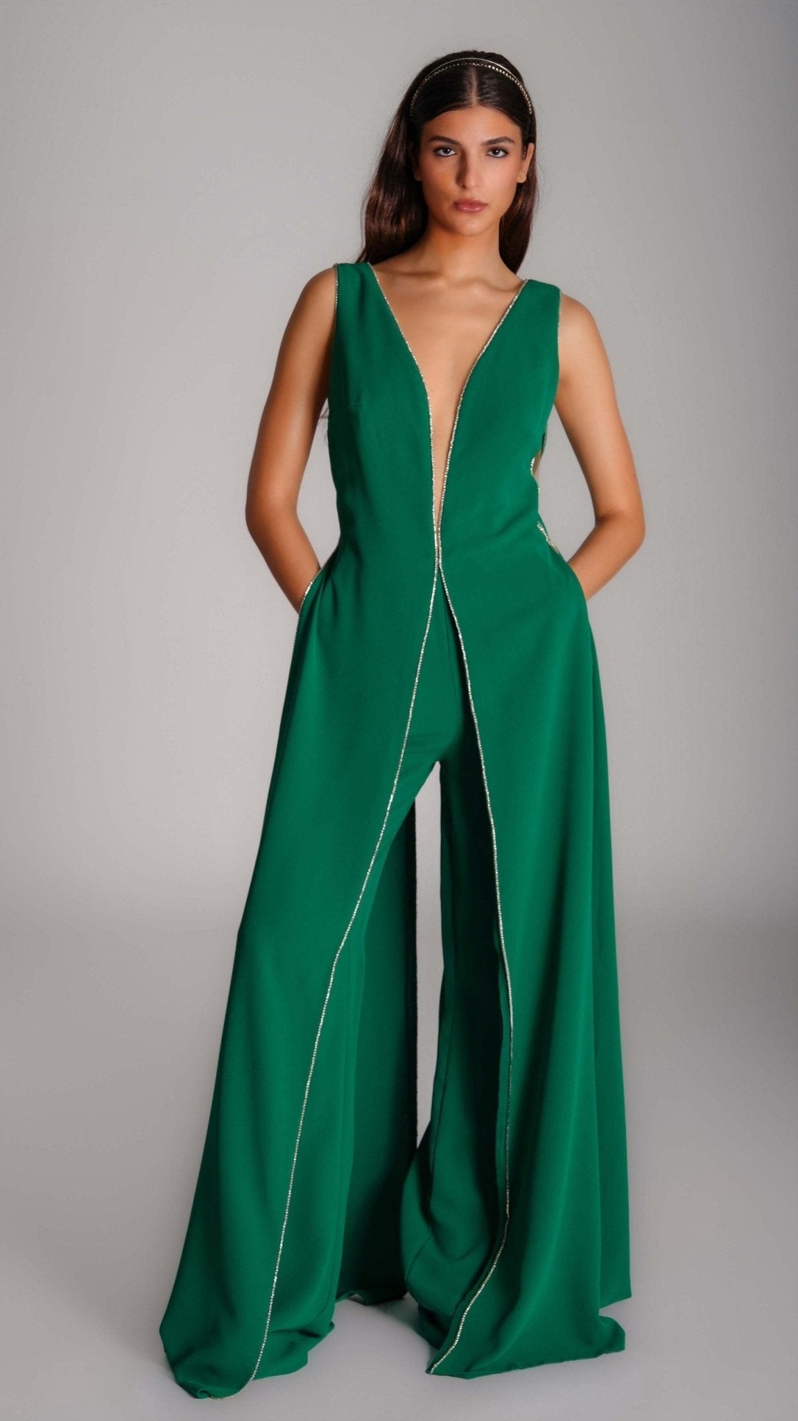V - Neck Jumpsuit - WaedLine