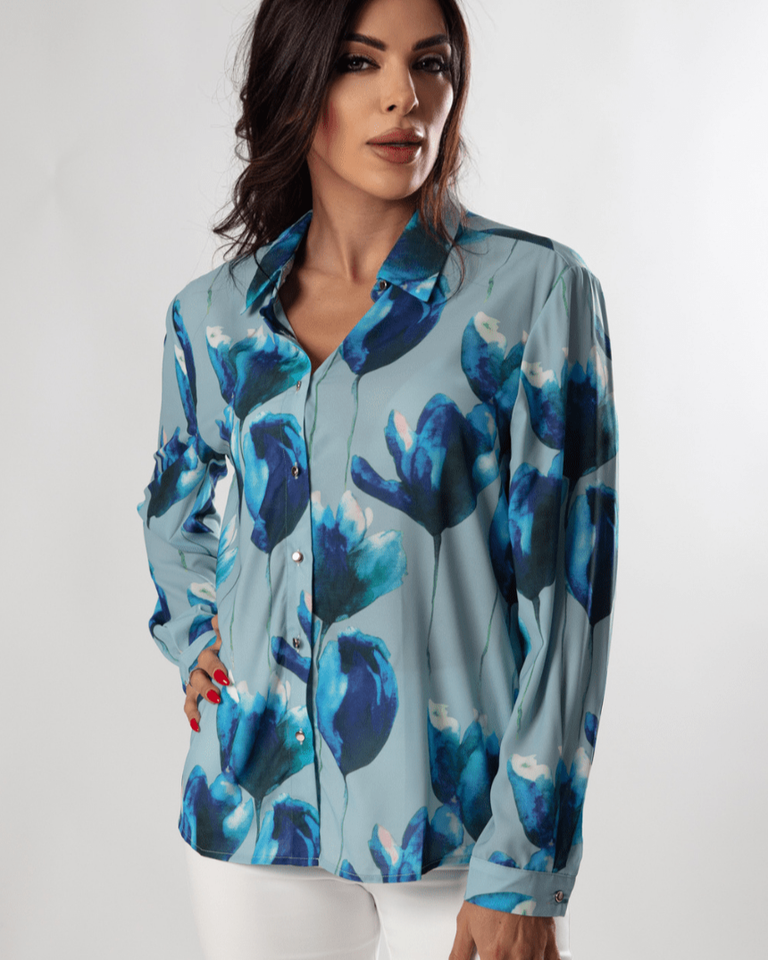 Vibrant Blossom Print Shirt - WaedLine