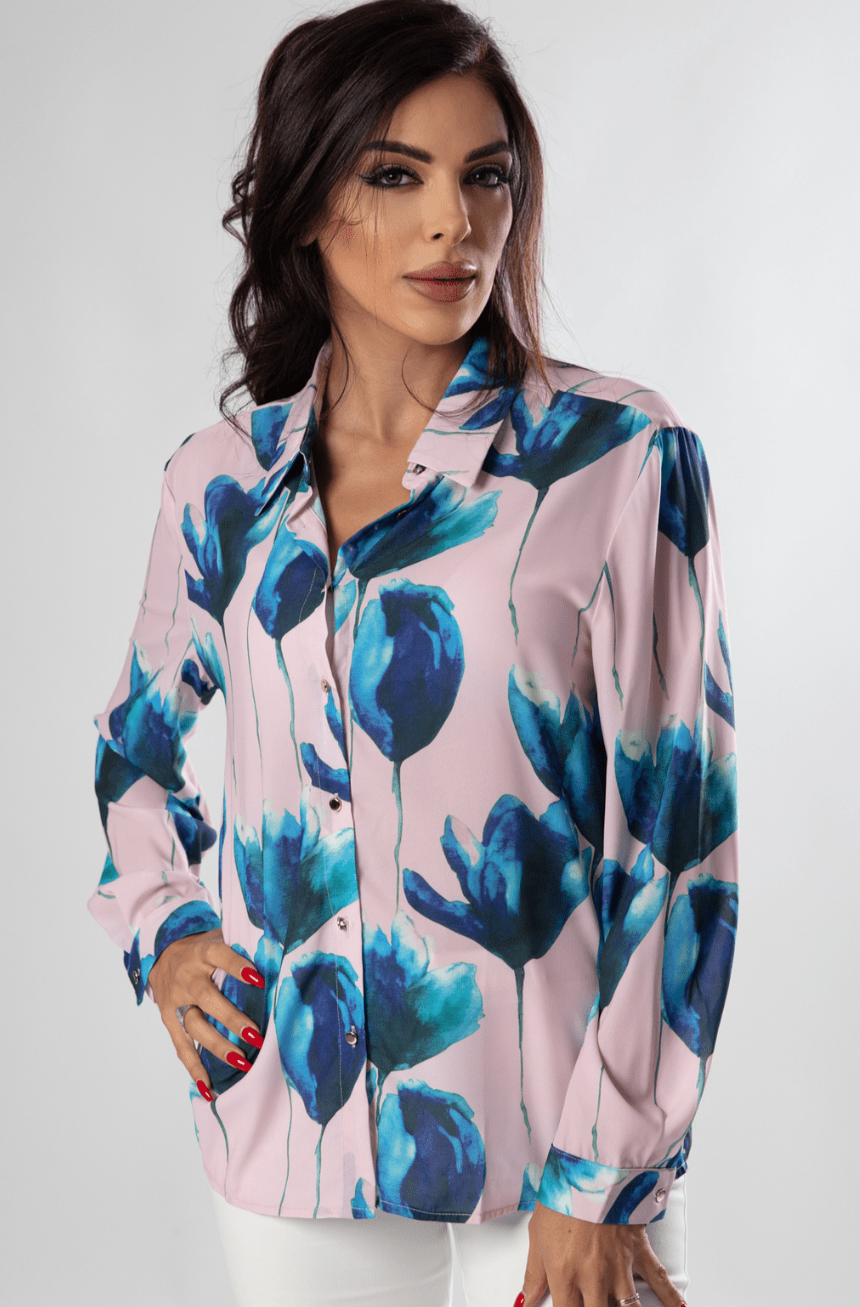 Vibrant Blossom Print Shirt - WaedLine
