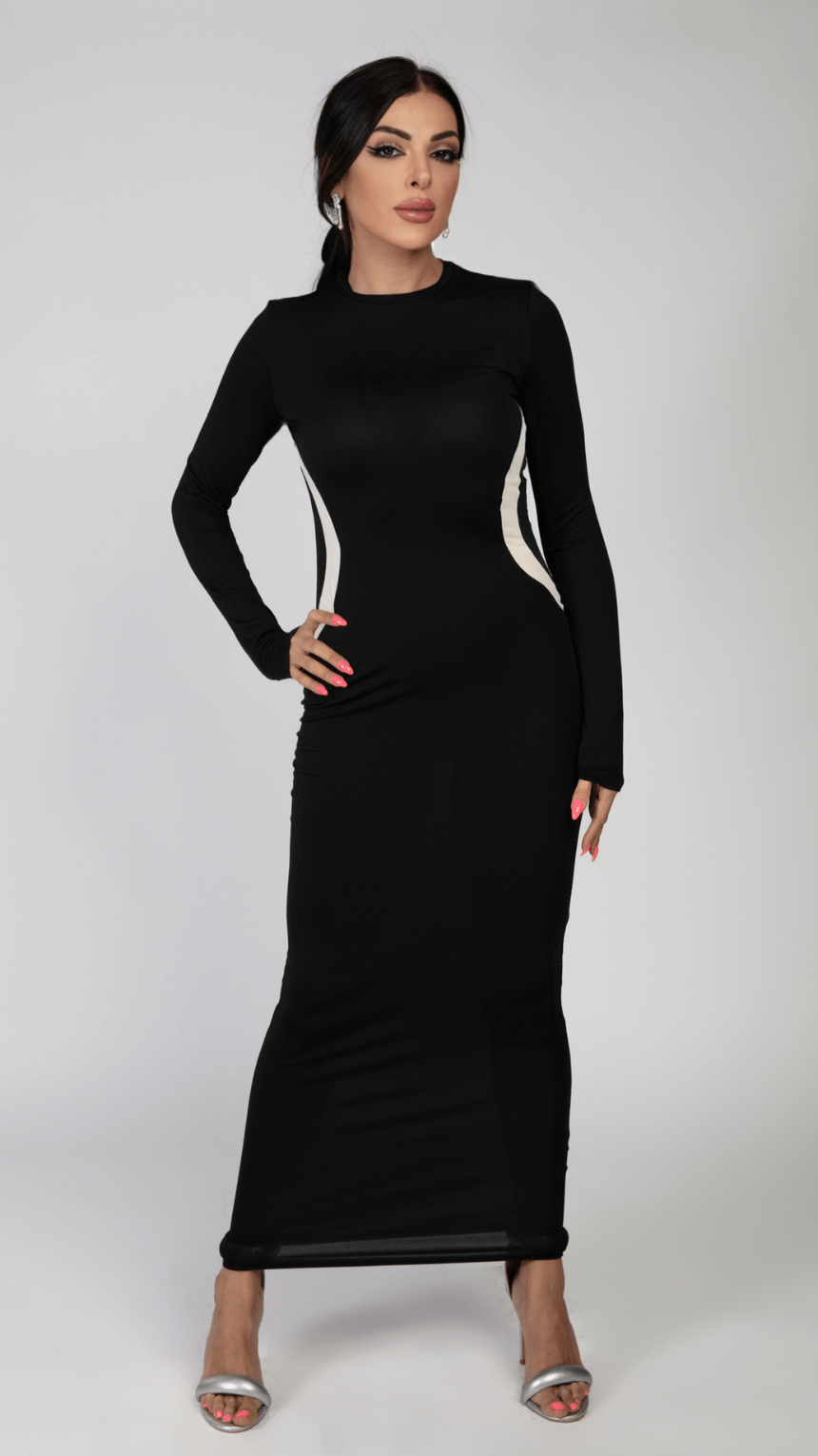 Waistline Highlight Long Stretch Dress - WaedLine