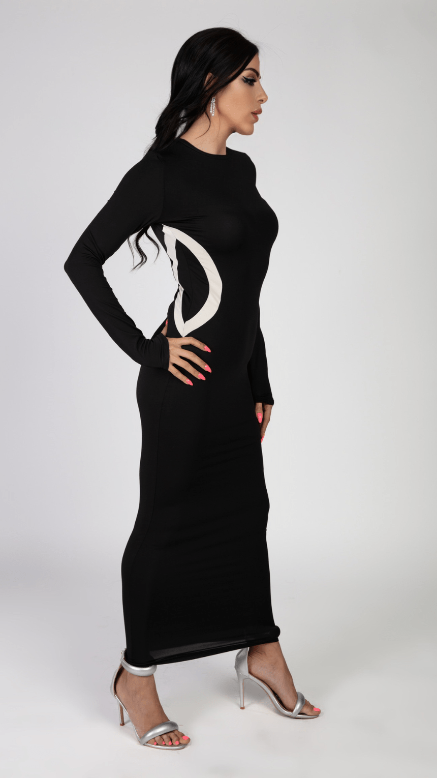 Waistline Highlight Long Stretch Dress - WaedLine