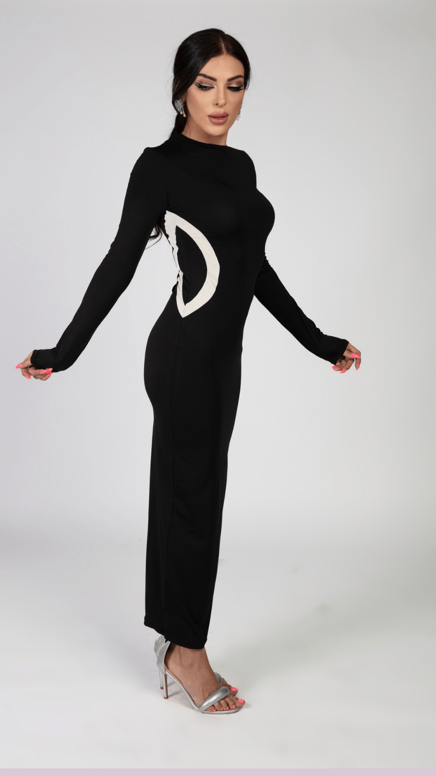 Waistline Highlight Long Stretch Dress - WaedLine