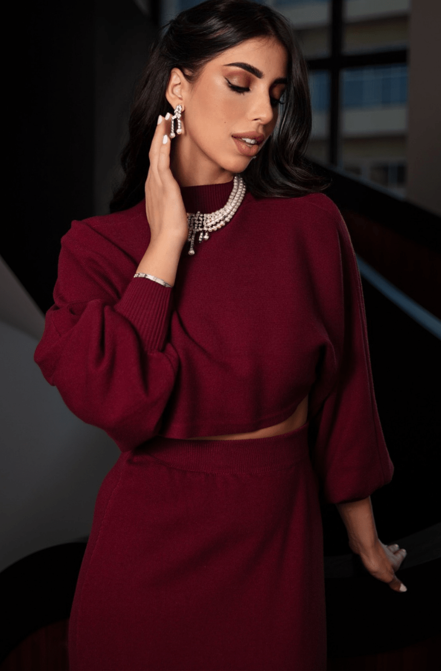 Winter's Embrace Top & Long Skirt Set - WaedLine