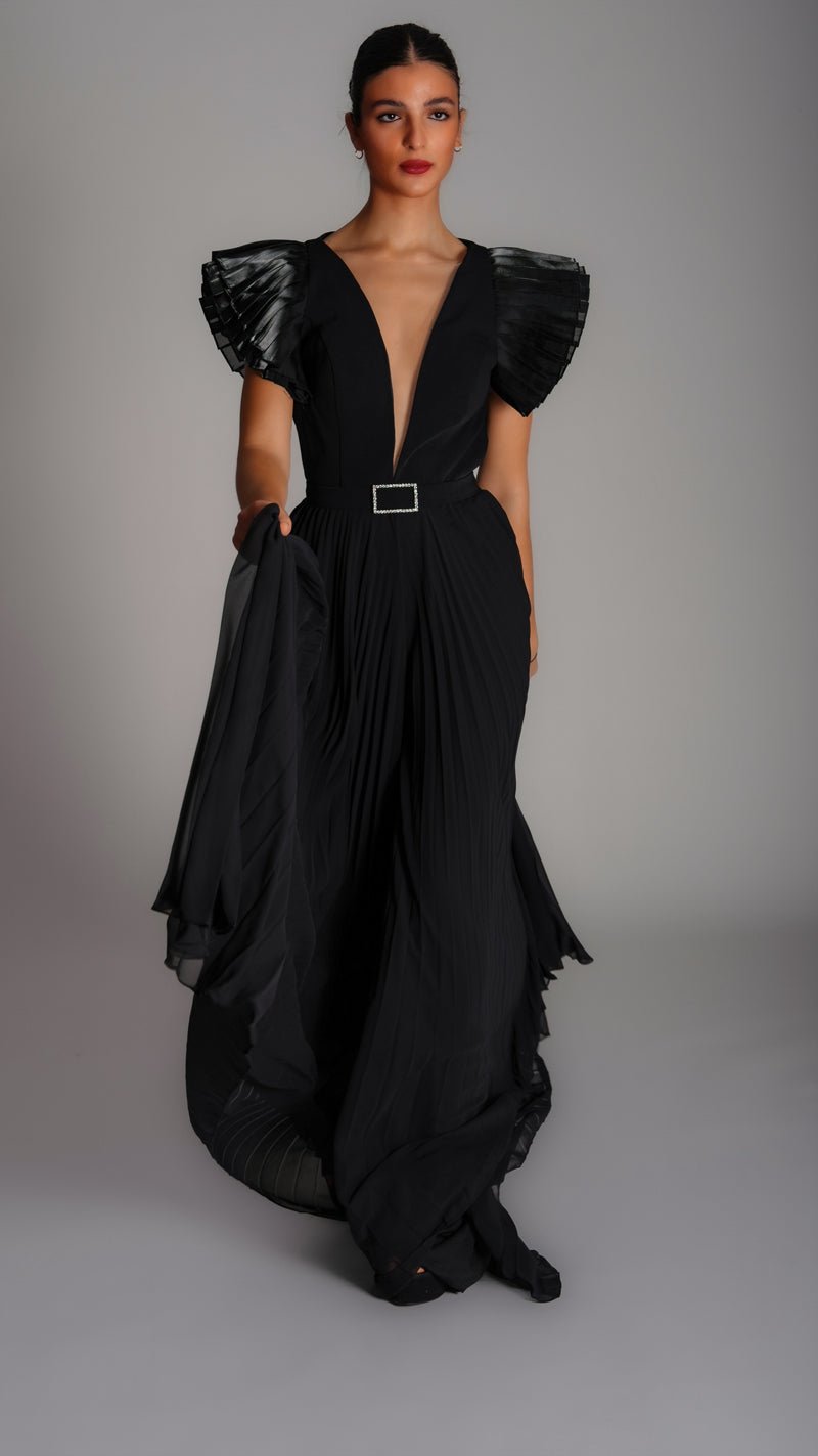 Black Chiffon Jumpsuit - WaedLine