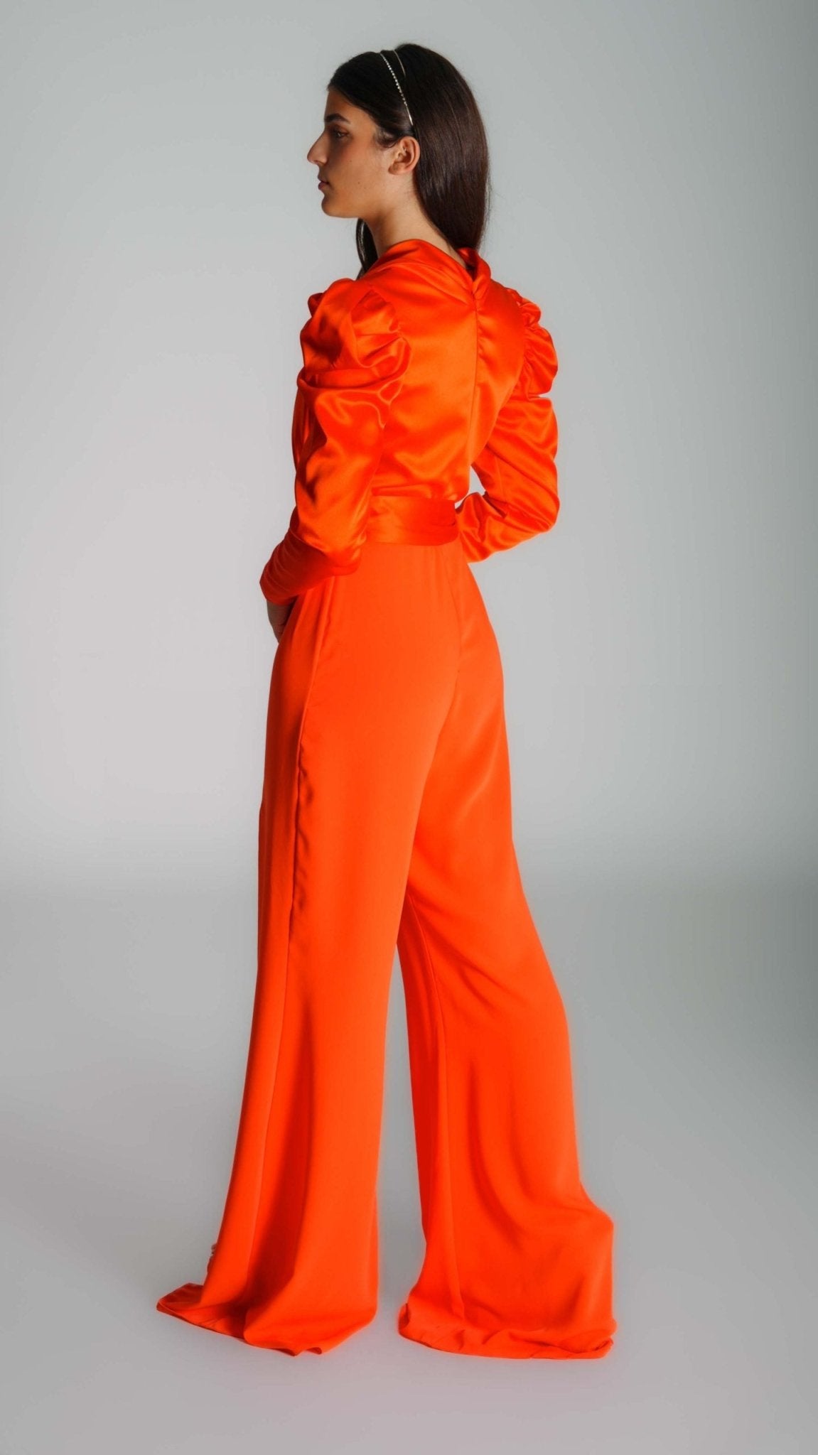 Long Sleeve Lapel Belt Wide Leg Jumpsuit - WaedLine