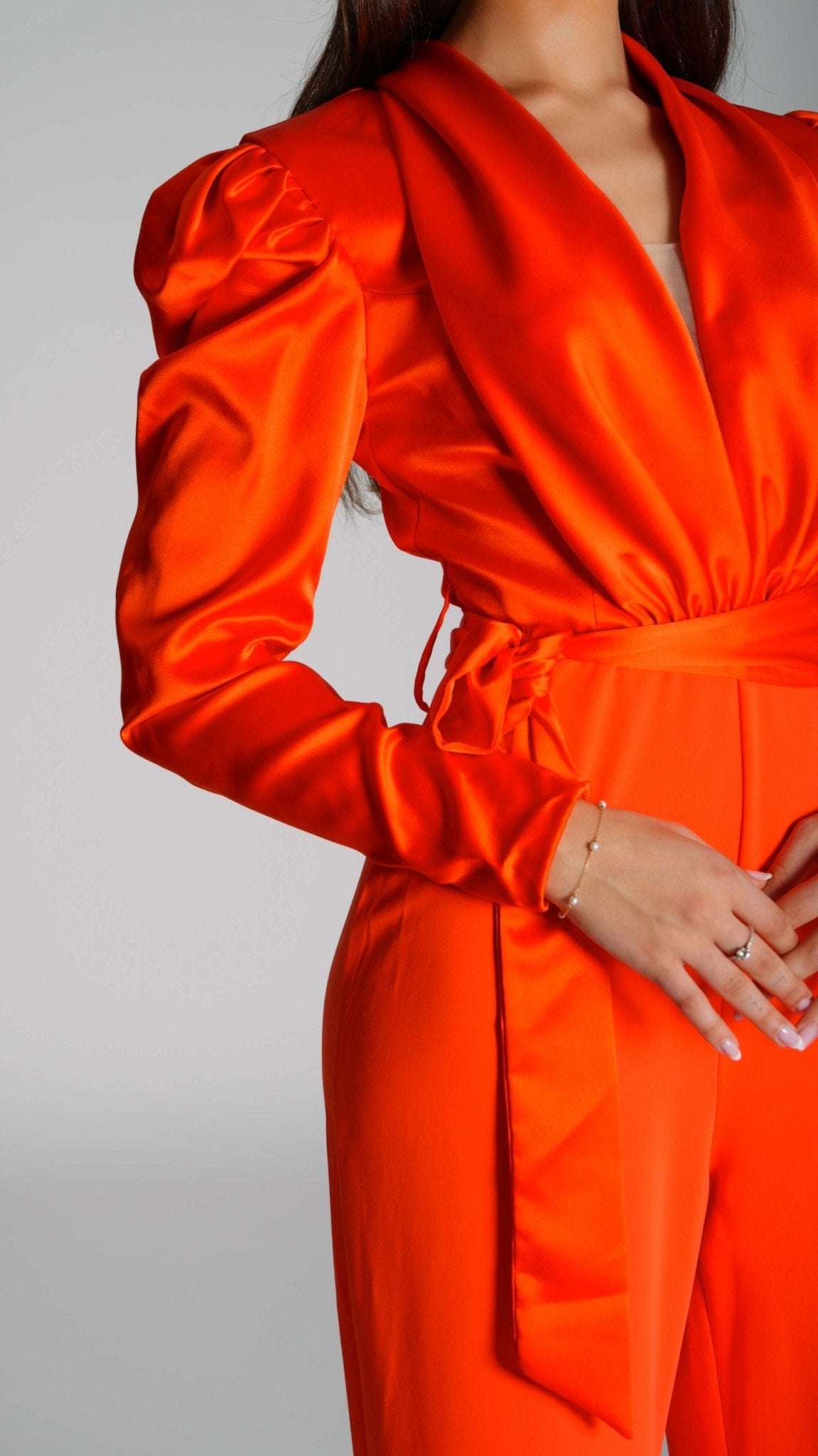 Long Sleeve Lapel Belt Wide Leg Jumpsuit - WaedLine