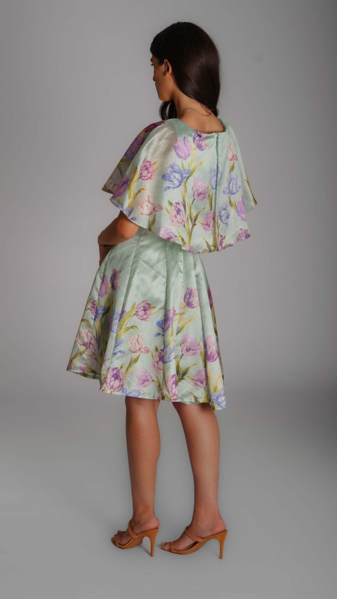 Maison Tara Chiffon Floral Ruffle Midi Dress - WaedLine