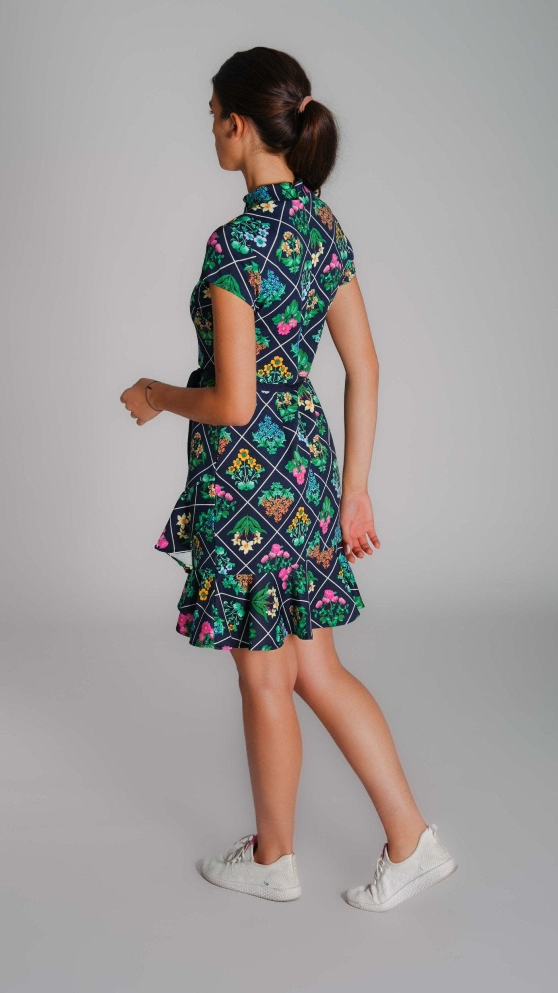 Mini Black Dress with Print - WaedLine