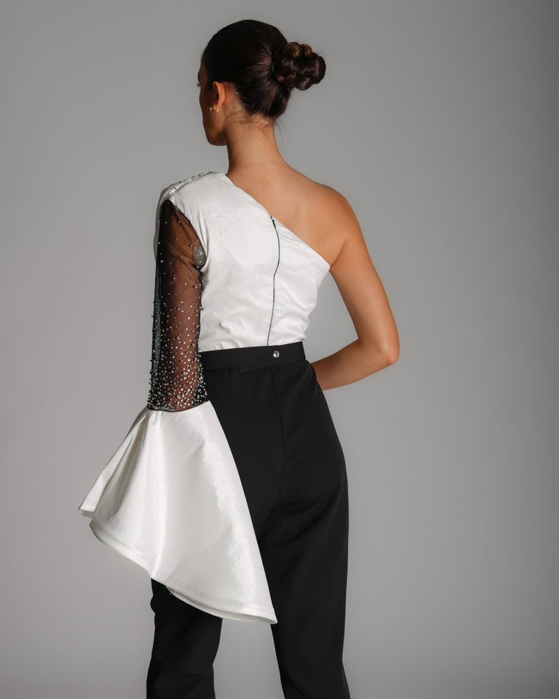 One Shoulder Crystal Jumpsuit - WaedLine