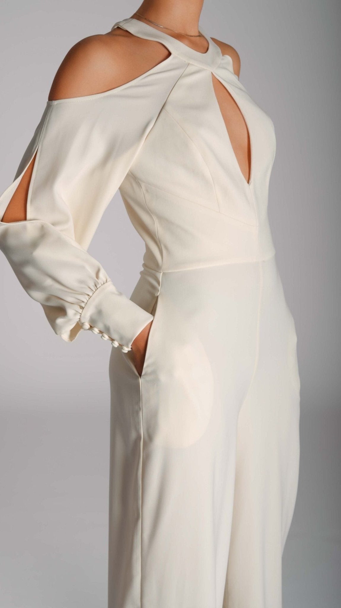 Rise Up White Bardot Cut Out Jumpsuit - WaedLine