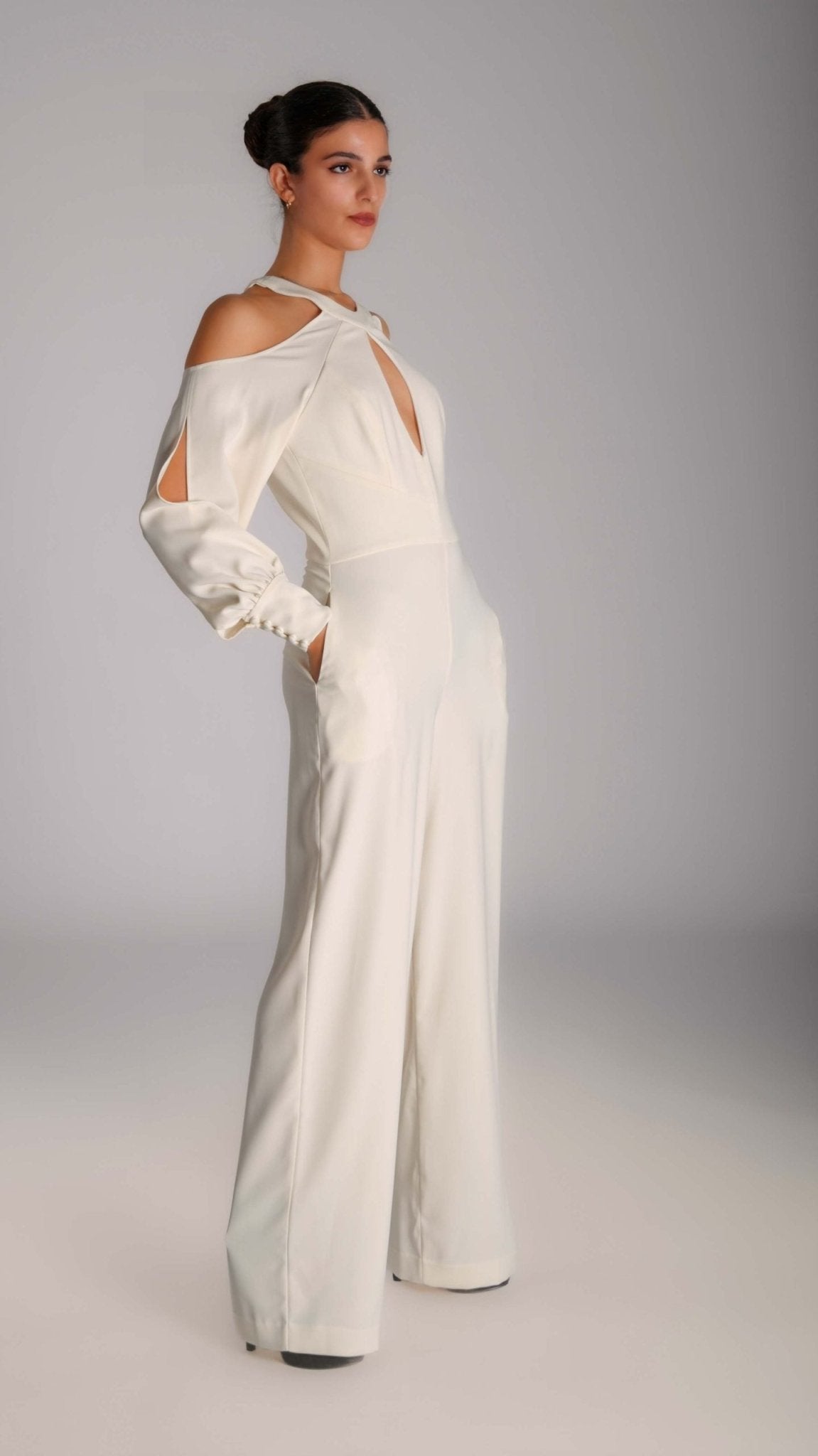 Rise Up White Bardot Cut Out Jumpsuit - WaedLine