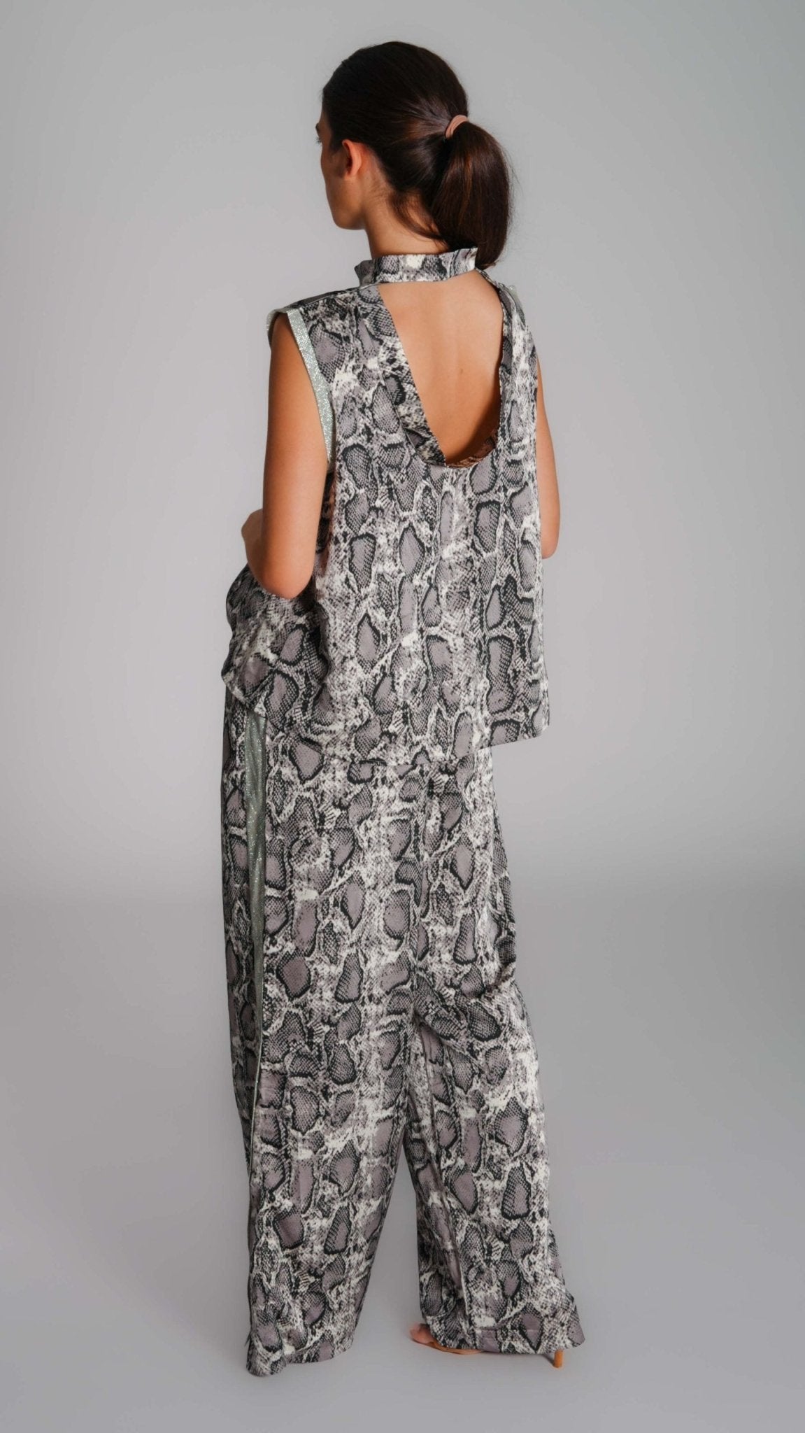 Snake Print Silk Knot Neck set - WaedLine
