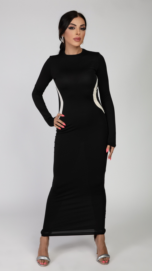 Waistline Highlight Long Stretch Dress