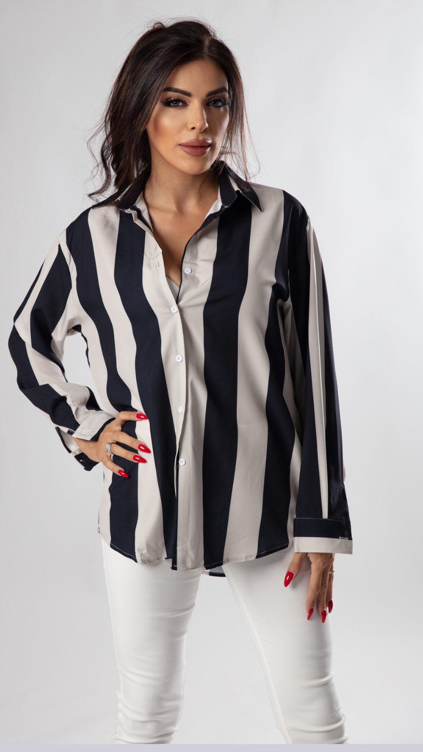 Harmonious Stripes Silky Top