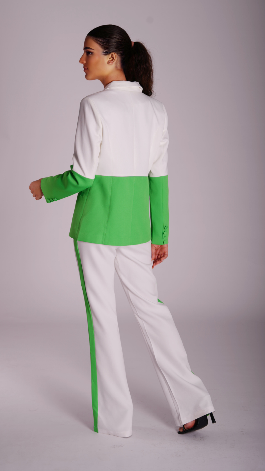 Verdant Vogue Women White & Green Suit