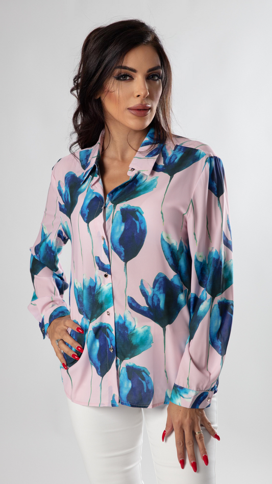 Vibrant Blossom Print Shirt