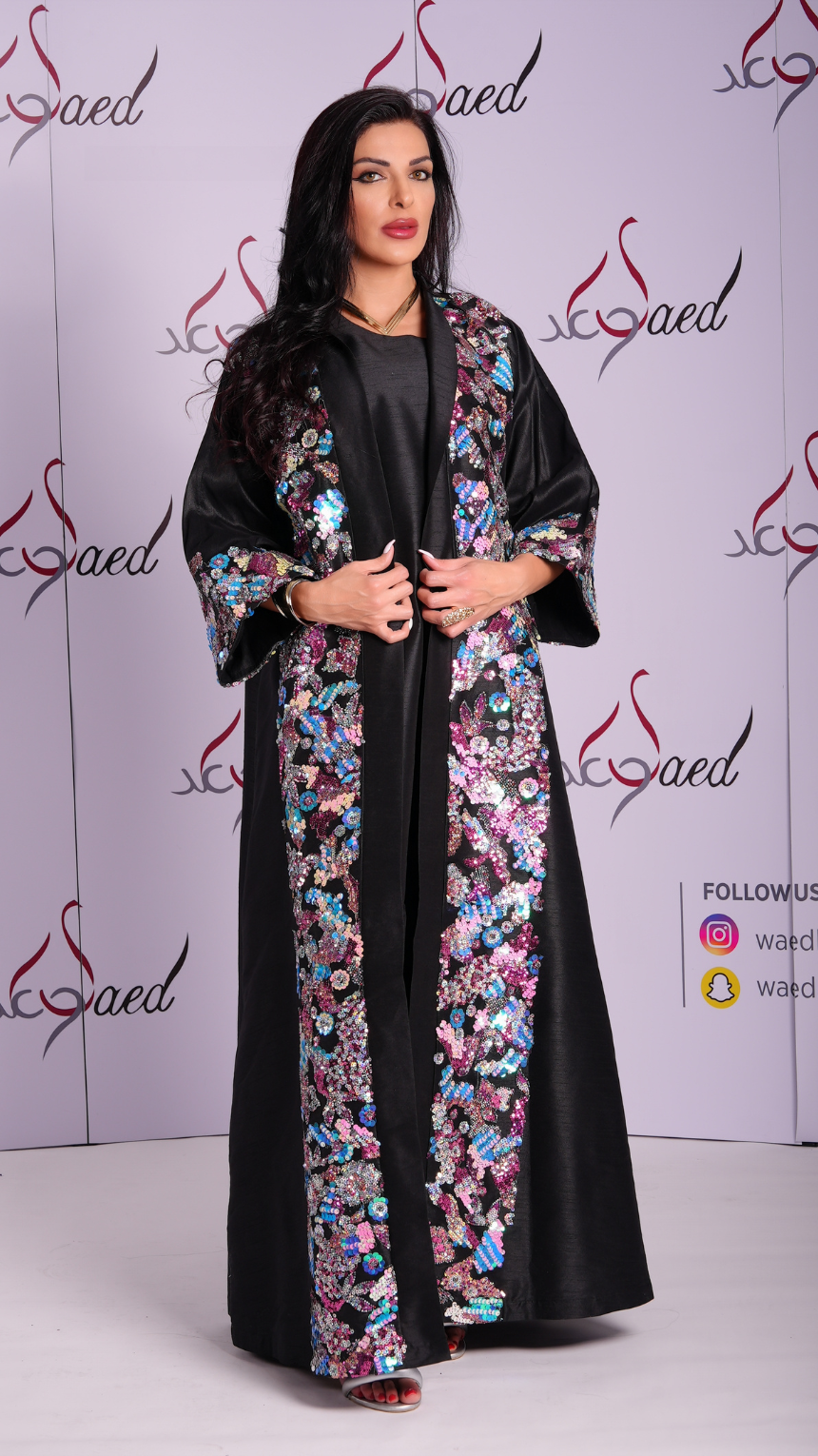 WAED - Black Ramadan Floral printed Abaya