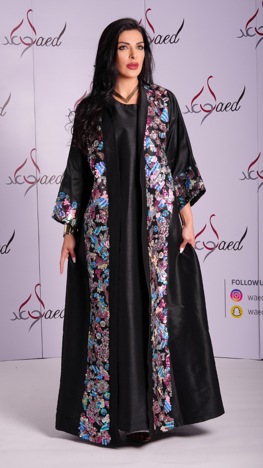 WAED - Black Ramadan Floral printed Abaya