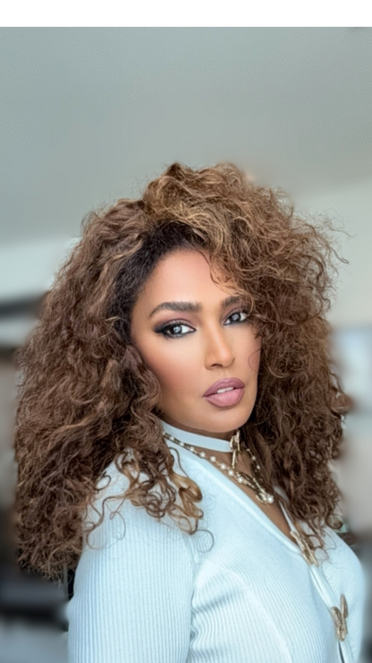 Natural Curly Light Brown Wig