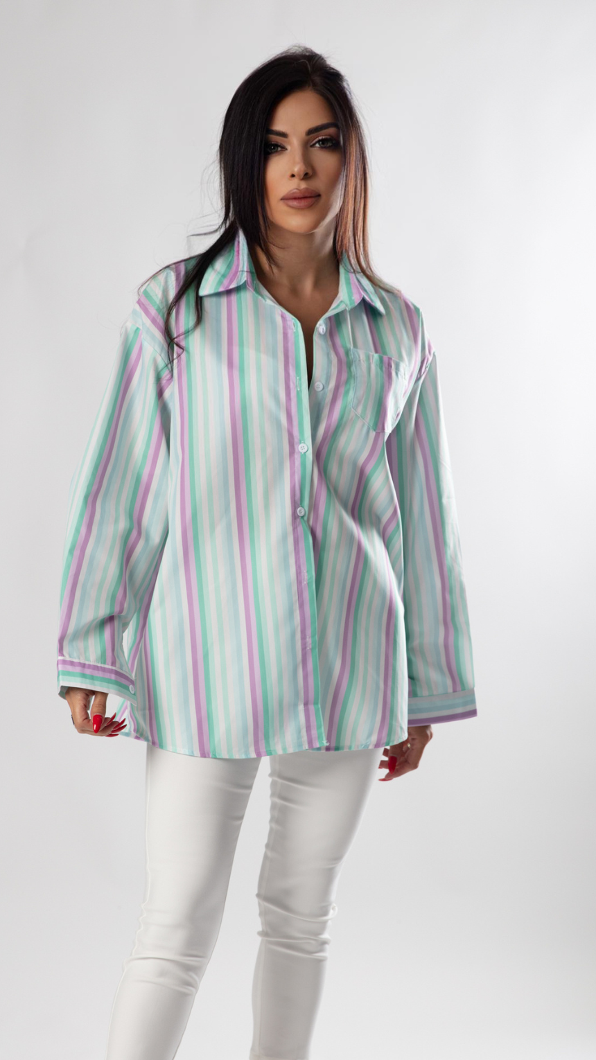 Color Fusion Baggy Stripe Shirt