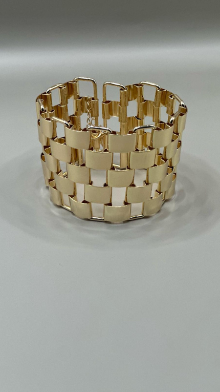 Weaved Chain Brilliance Bracelet Cuff Gold & Silver