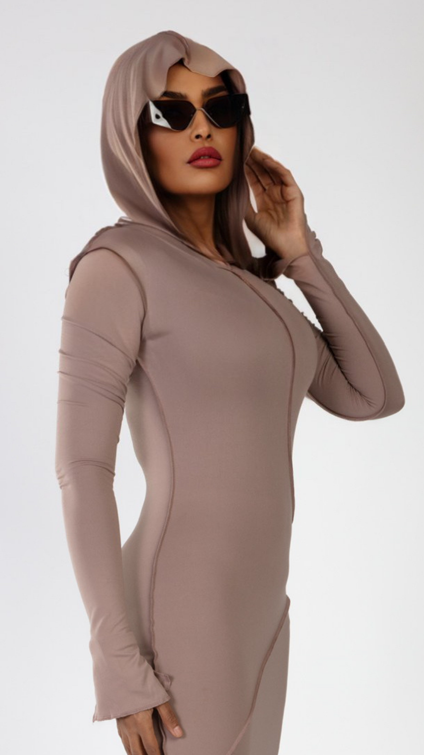 Hooded Bodycon Midi Dress (2 Colors)