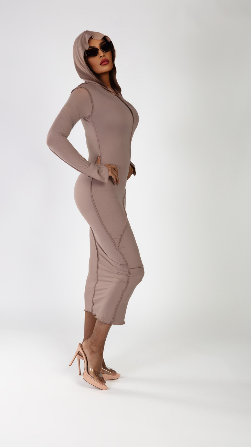 Hooded Bodycon Midi Dress (2 Colors)