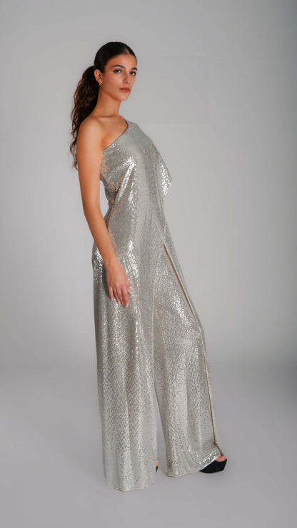 Divine Sequin One-Shoulder Jumpsuit