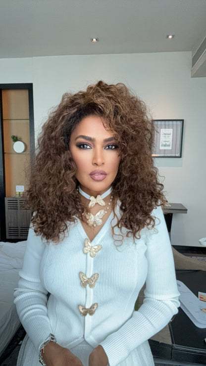 Natural Curly Light Brown Wig