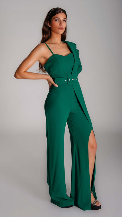 One-Shoulder Chiffon Bridesmaid Jumpsuit