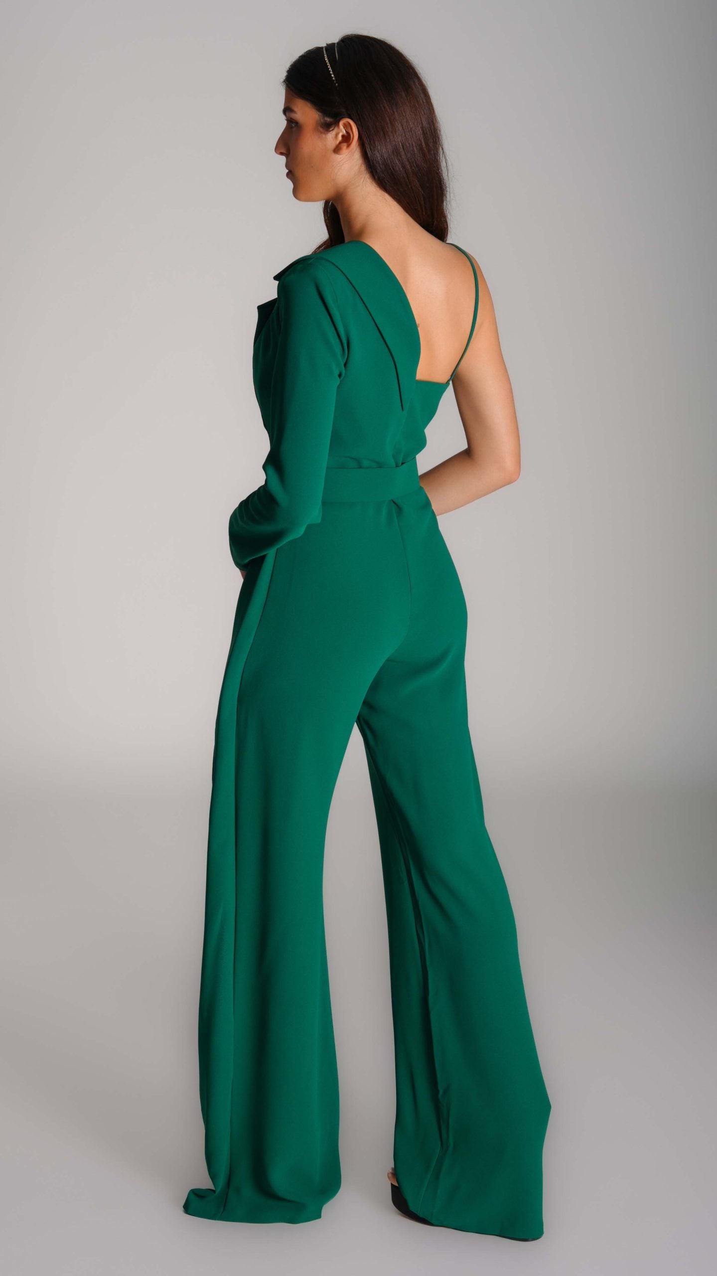 One-Shoulder Chiffon Bridesmaid Jumpsuit