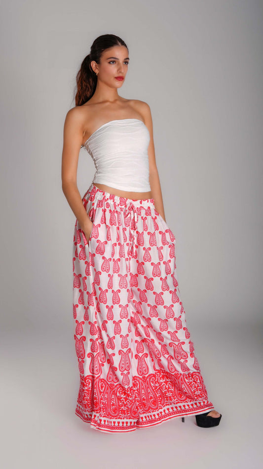 Printed Wide-Leg Cotton Pants