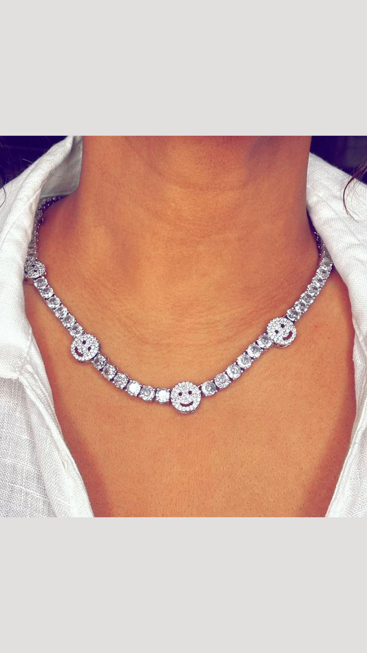 Elegant Smiley Face Rhinestone Necklace