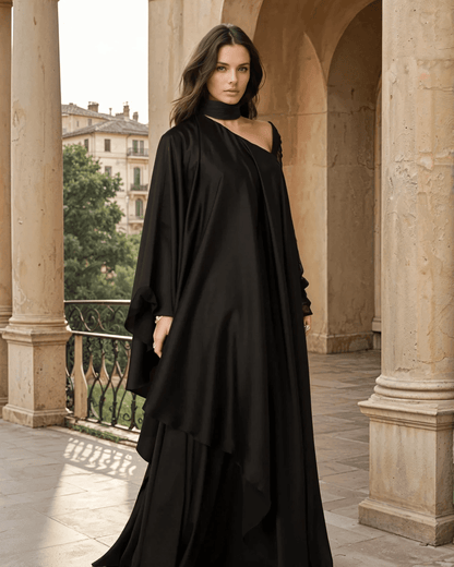 Asymmetric Drape Elegance Dress - WaedLine