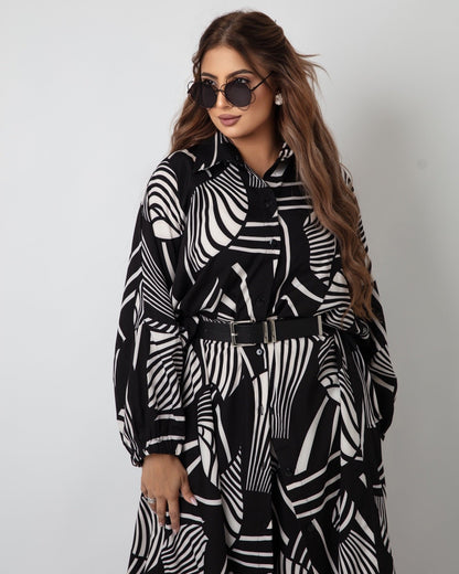 Black and white Chic Ensemble (Blouse and Pant) - WaedLine