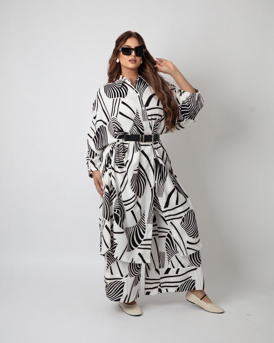 Black and white Chic Ensemble (Blouse and Pant) - WaedLine
