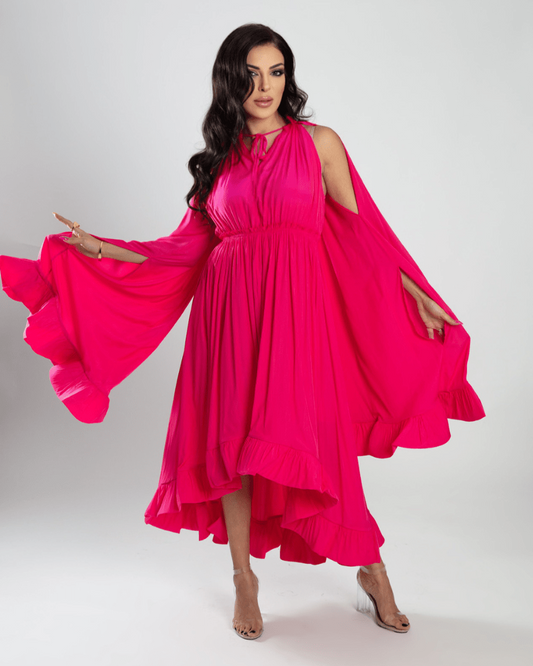 Chic Crepe Ruffle Satin Dress - WaedLine