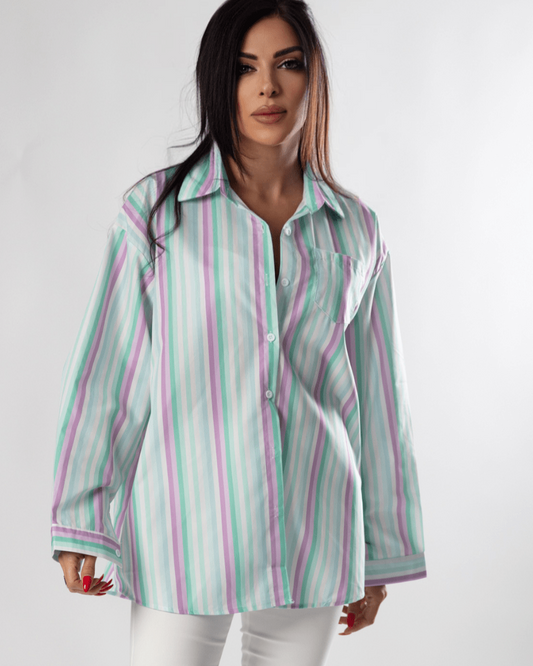 Color Fusion Baggy Stripe Shirt - WaedLine